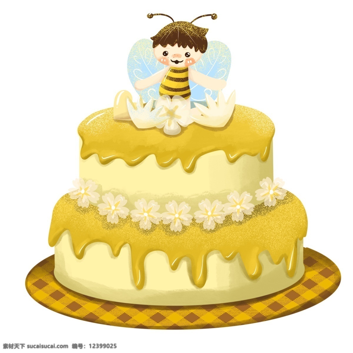 小 蜜蜂 蜂蜜 蛋糕 甜品 生日 黄色 韩 系 可爱 小蜜蜂 卡通