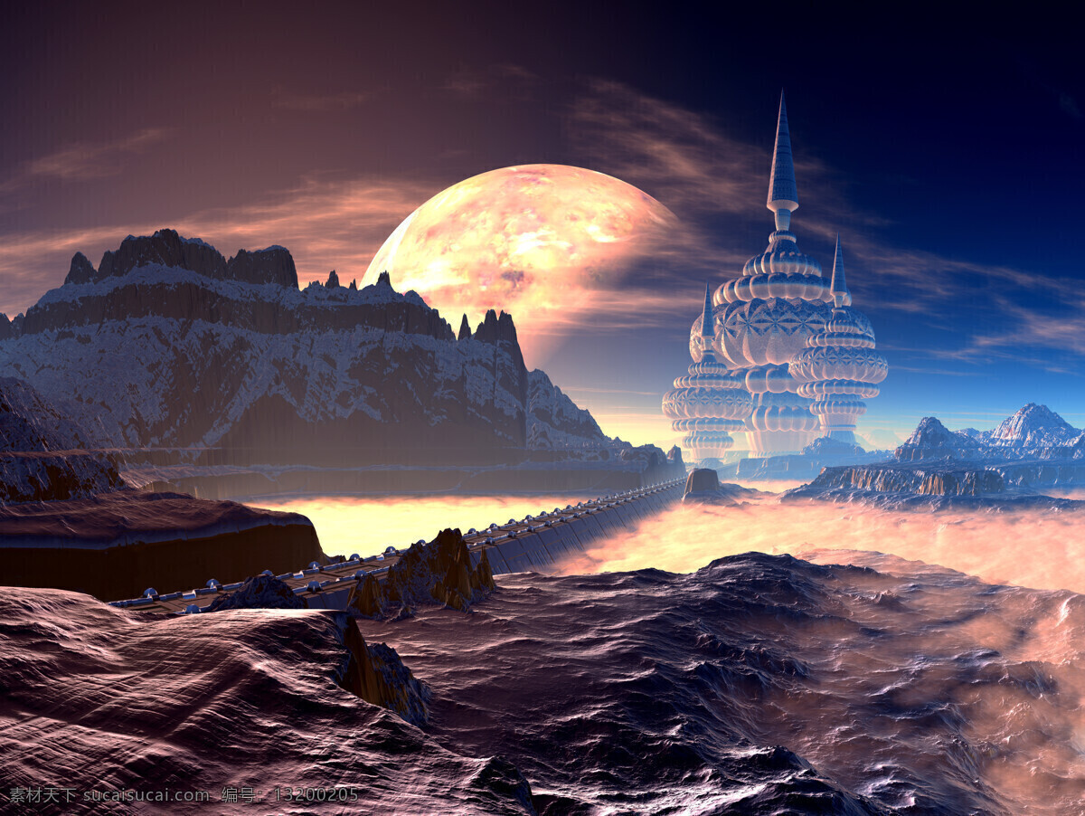 建筑 场景 背景 素材图片 地球 楼房 天空 白云 插画 自然风光 山水风景 风景图片