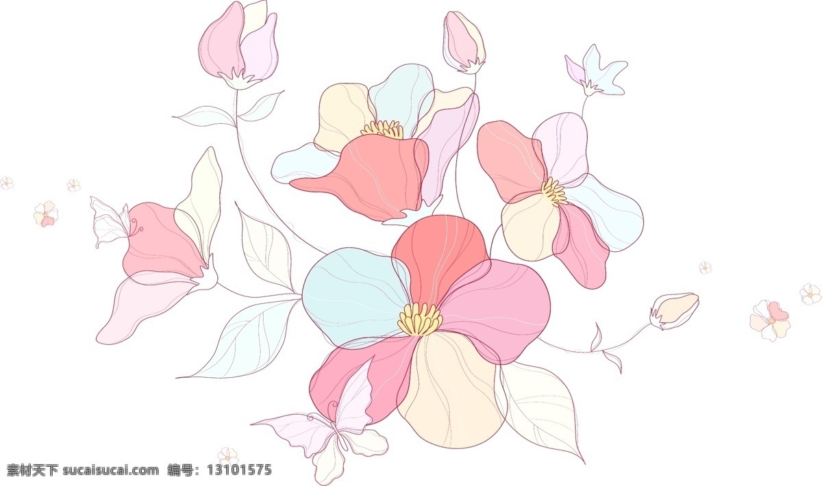 可爱 粉色 小 花朵 矢量图 花纹 手绘 图案 线条 矢量 随意