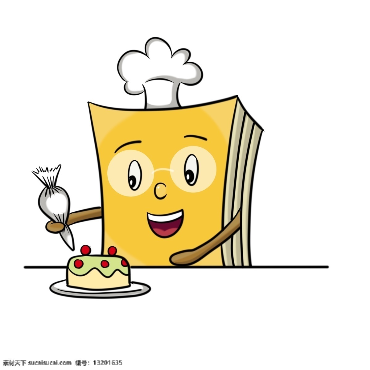 做 蛋糕 书本 装饰 插画 做蛋糕的书本 黄色的书本 漂亮的书本 创意书本 立体书本 卡通书本 书本插画