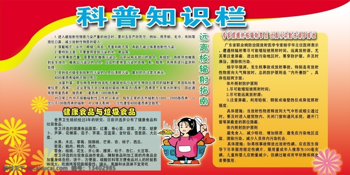 科普知识栏 八角花 红色背景 人物 健康食品 科普宣传栏 分层 源文件