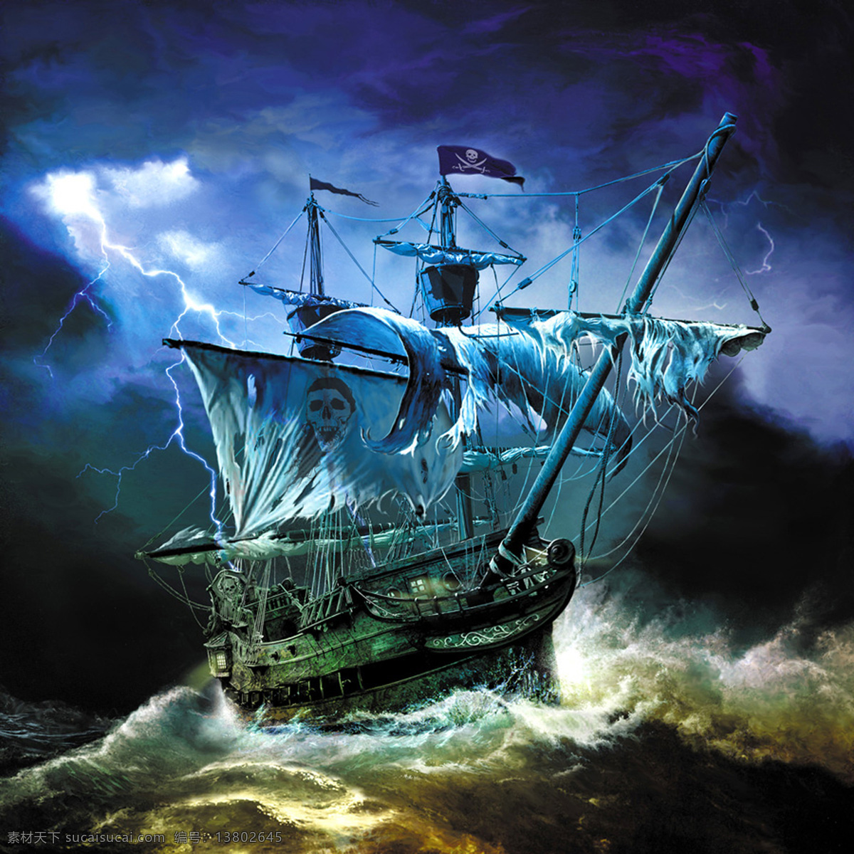 暴风雨 中 海盗船 中海 盗船图片 暴风 雨 海盗船图片 船舶 渔船 海盗 油画 海盗油画 文化艺术 绘画书法