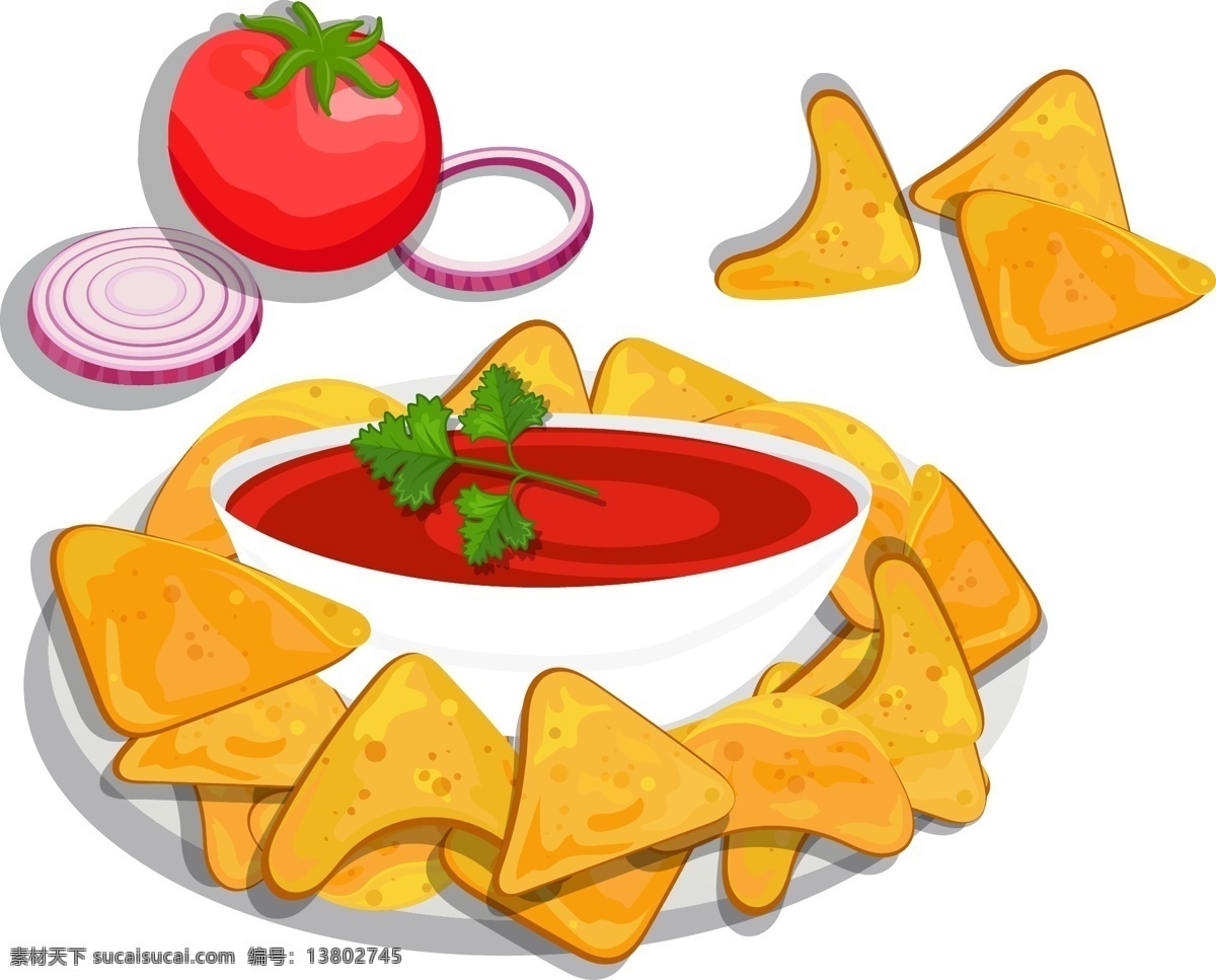 手绘 番茄 洋葱 食物 元素 蔬菜 薯片 ai元素 免扣元素