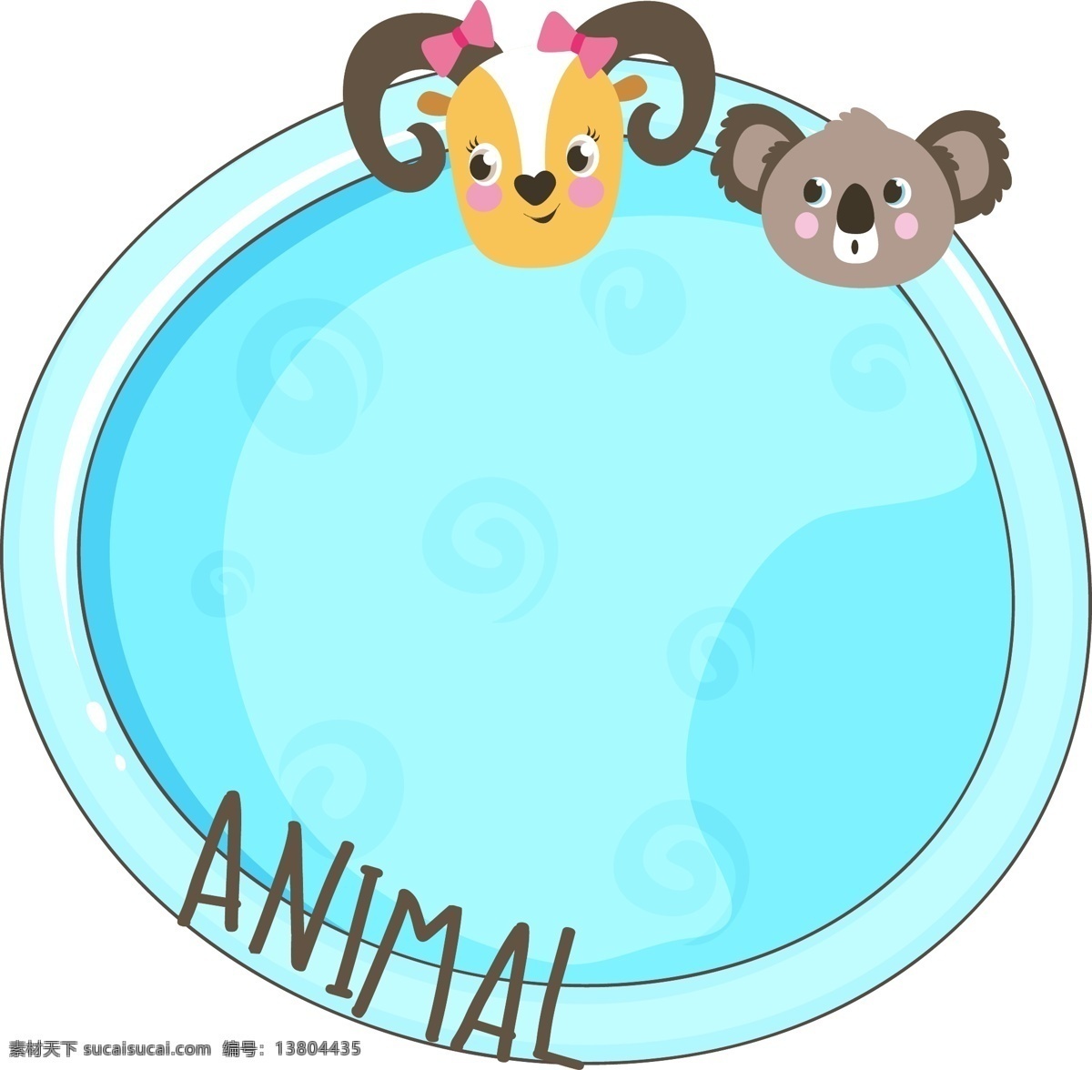 蓝色 动物 图案 边框 元素 动物图案 卡通 可爱 标题框 卡通边框 时尚边框 动物边框 清新边框 可爱边框 手绘线框 彩色边框 可爱小动物