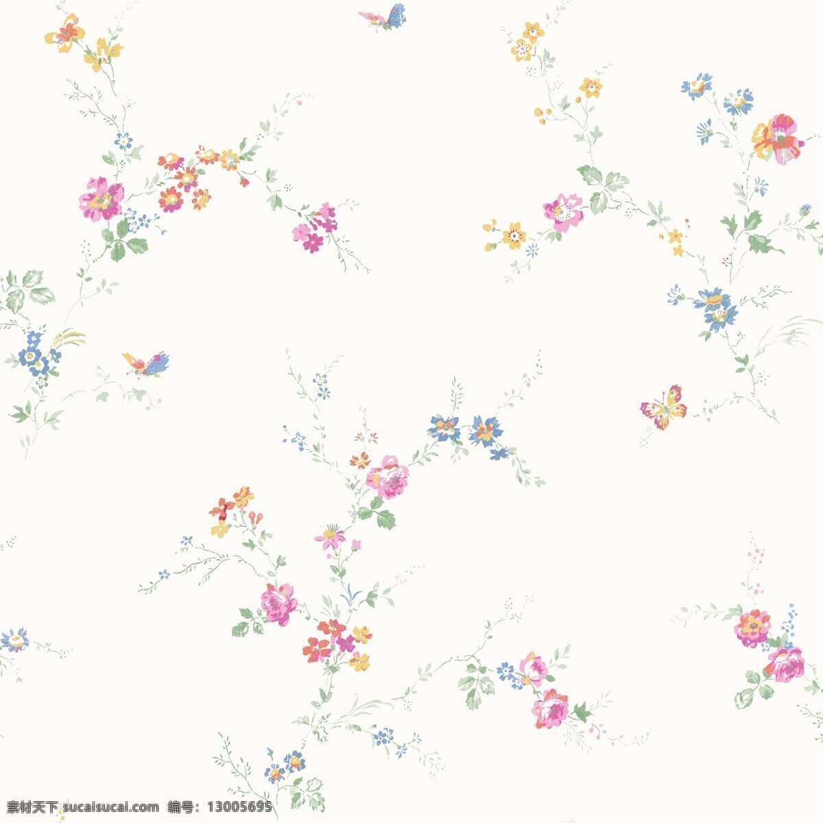 清新 可爱 彩色 碎花 壁纸 图案 彩色碎花 花朵壁纸 浅绿色树枝 浅色底纹 植物壁纸