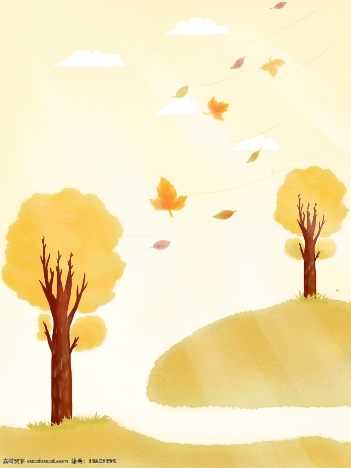 原创 手绘 秋天 公园 插 画风 枫叶 飘落 海报 背景 秋天背景 枫叶飘落背景 飘叶背景 秋天的公园 秋天黄色背景 飘叶素材 大树 暖黄色背景 秋天公园背景 秋分背景 秋分 免抠图素材 广告背景
