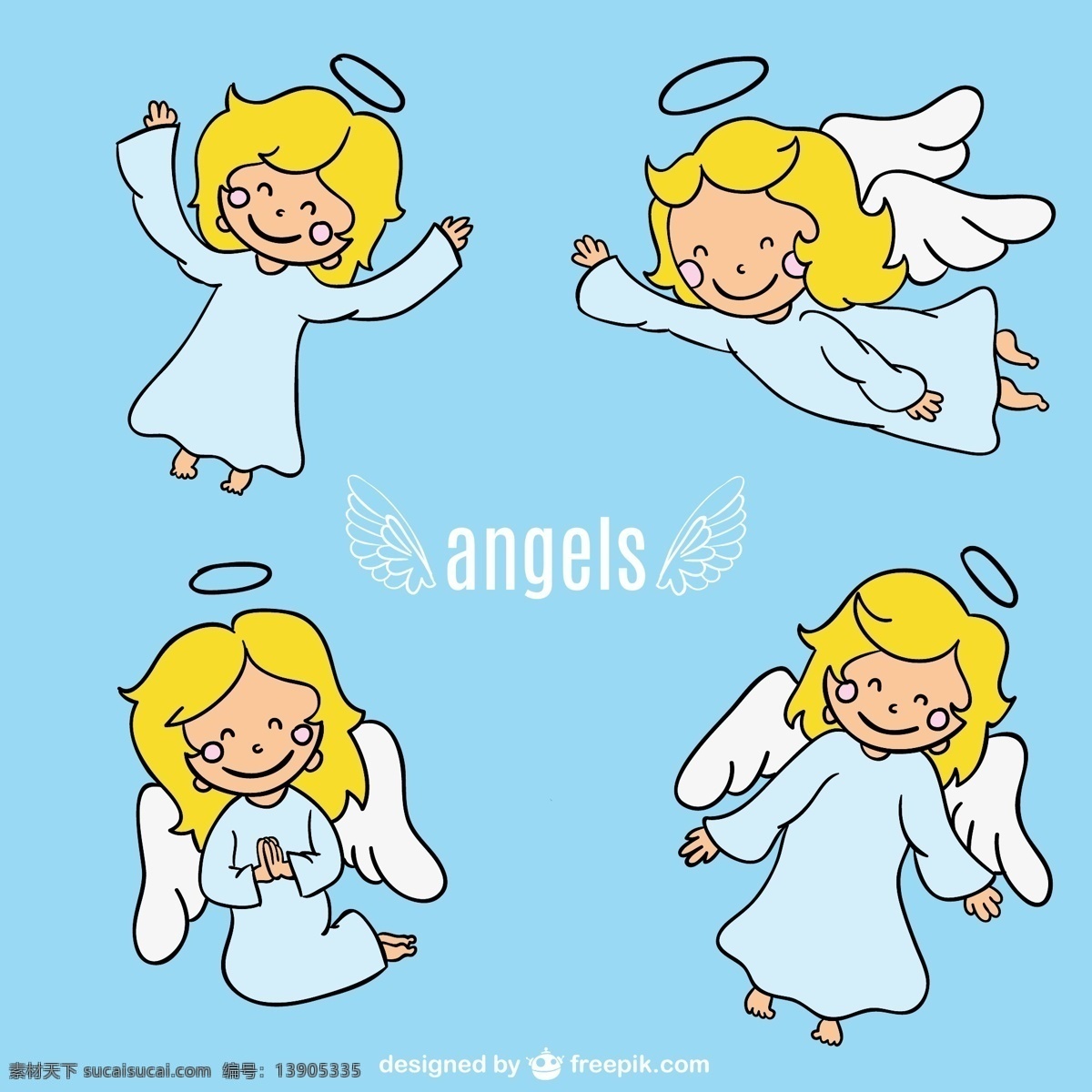 卡通 金发 天使 矢量 angel 安琪儿 矢量图 天堂 其他矢量图