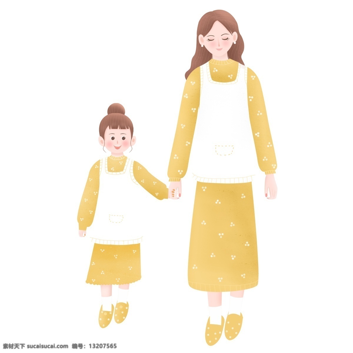 卡通 手绘 母子 插画 人物 卡通女人 唯美 卡通元素 女孩 少女元素 母子插画