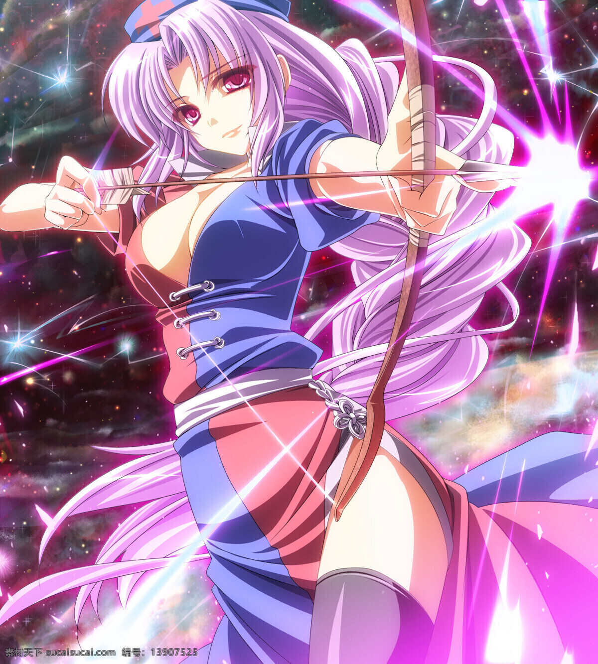 动漫人物 动漫 动漫美女 动漫动画 弓箭 丝袜 帽子 星空 萌妹子