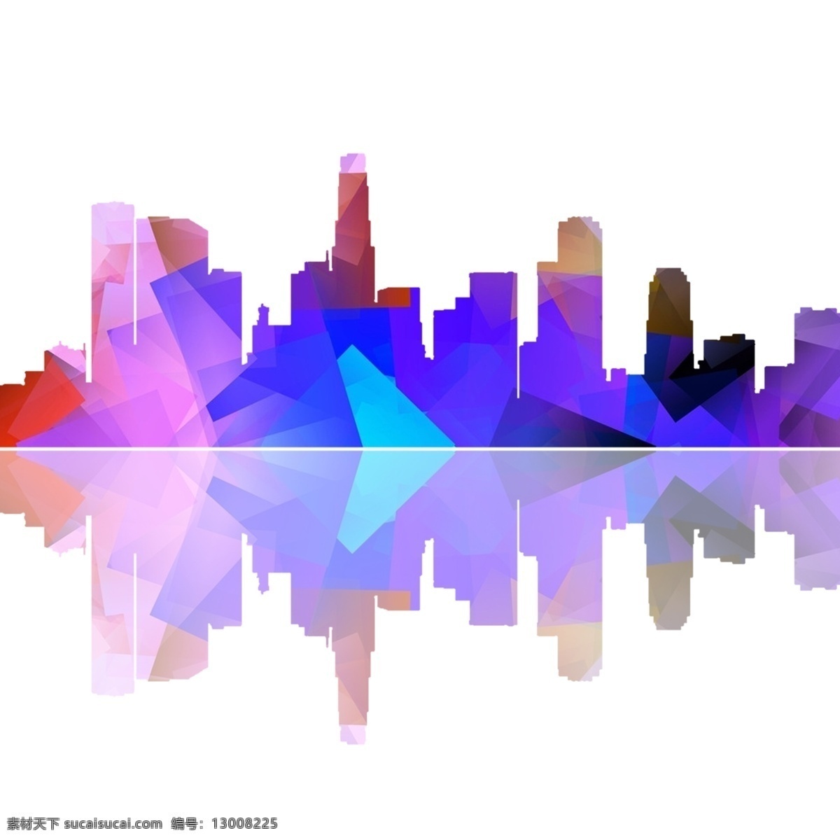 扁平化 城市 剪影 元素 城市剪影 彩色 几何 简约