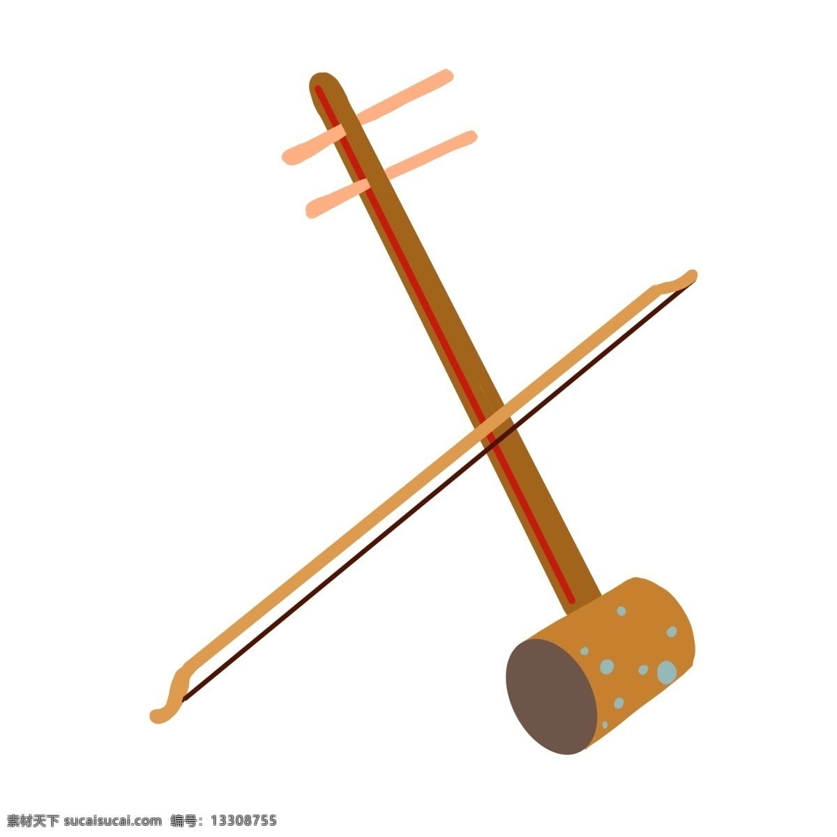 棕色 乐器 二胡 插画 棕色的乐器 卡通插画 乐器插画 表演乐器 演奏乐器 中国风乐器 奢华的二胡