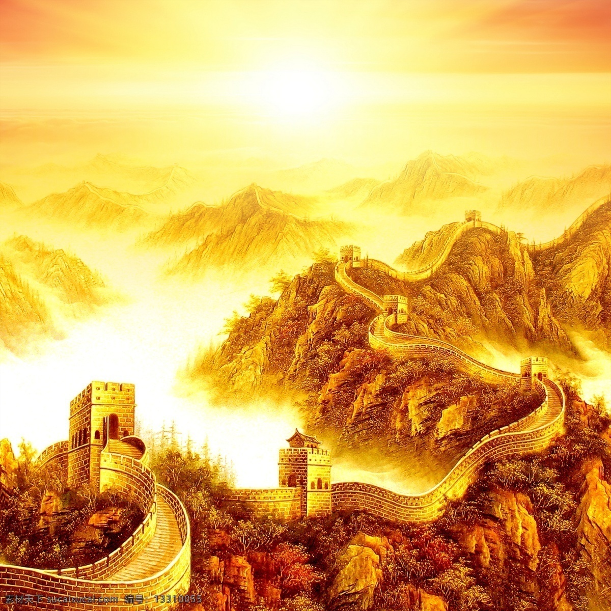 万里长城 龙抬头 壁画 装饰画 自然艺术 3d墙纸 电视墙画 自然景观 自然风光