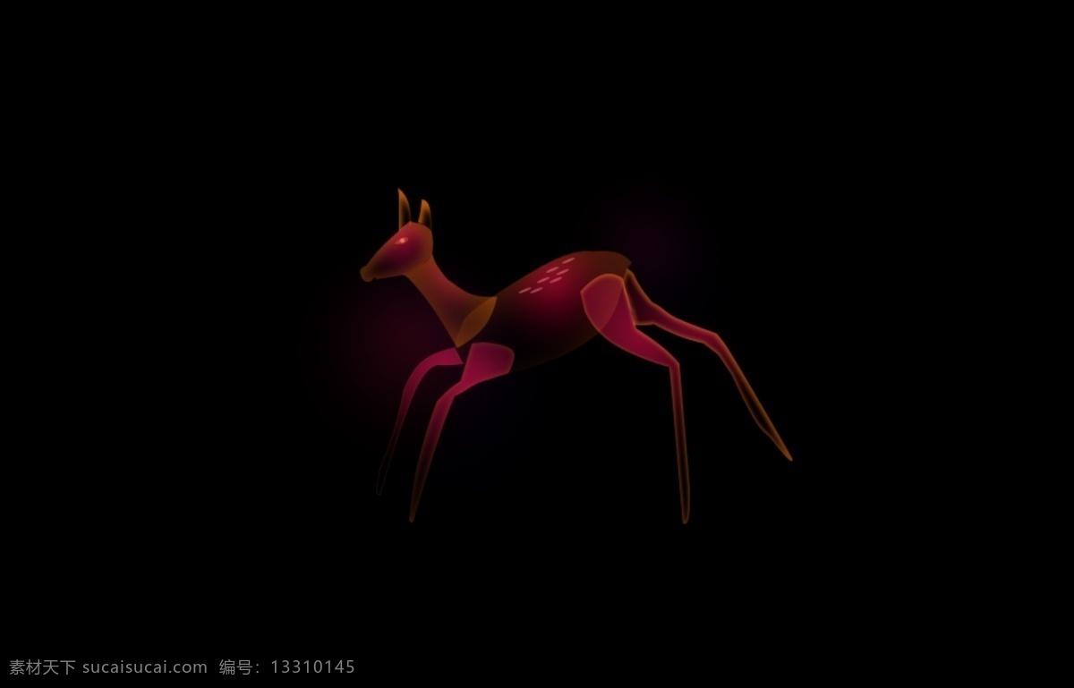 梅花鹿 梦幻 唯美 炫彩 透气 渐变 叠加 幻想 之光 创意 幻想之光 元素 动物 暗红色 发光 新颖元素 原创