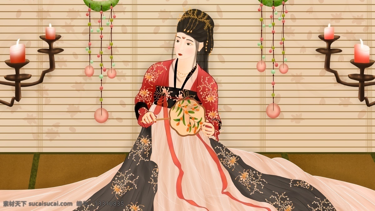 小 清新 古风 美女 人物 小清新 简约 风铃 蜡烛 汉服 蒲扇 襦裙 古风女孩 古风人物