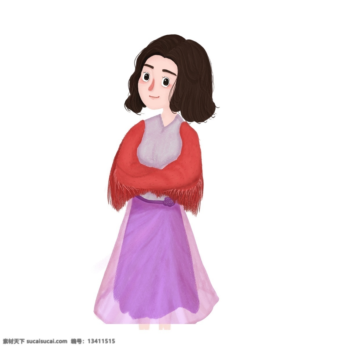 卡通 可爱 小女 生 人物 商用 插画 中国风 小女生 叉腰