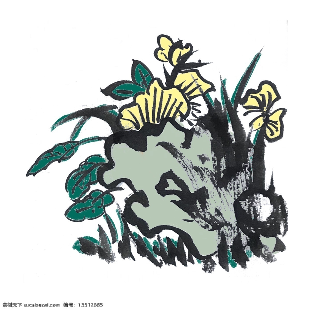 中国 风 奇石 花草 手绘 插画 中国风 动物 古风 水墨风 墨迹 夏季 彩色 昆虫 春天 生动 国风 水墨 国画 花鸟