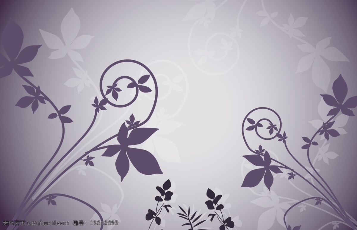 底纹背景 底纹边框 花朵素材 时尚花纹 时尚 花纹 模板下载 矢量 矢量图 紫色背景 曲线分布 花茎 花纹花边