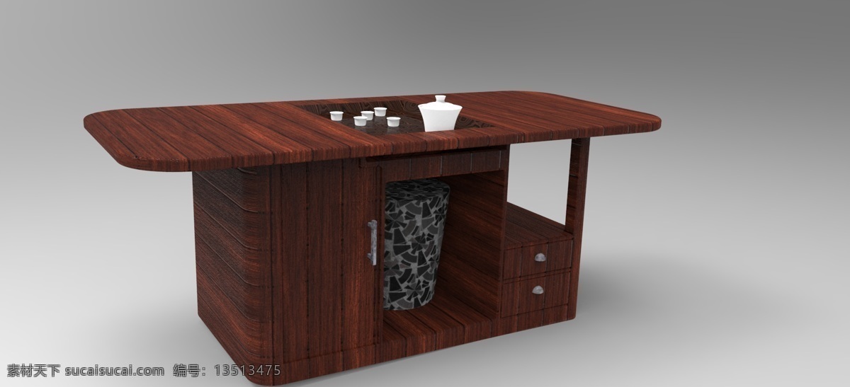 具有 收纳 功能 多功能 茶几 外观设计 3d 模型 工业设计 茶桌 stp
