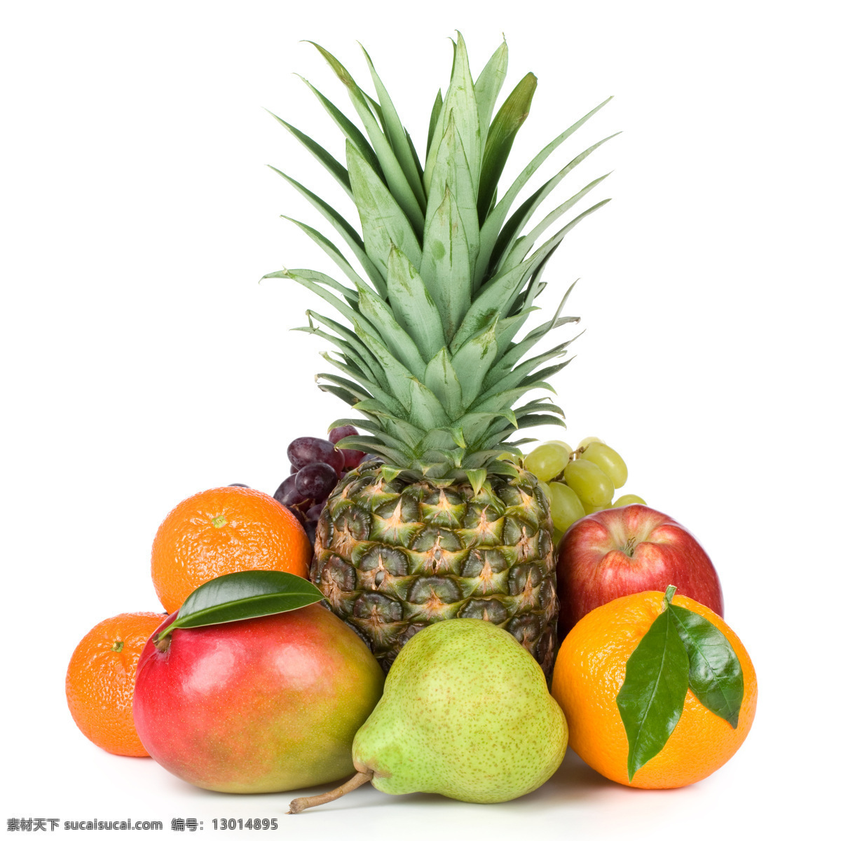水果广告背景 菠萝 梨 橙子 苹果 新鲜水果 水果 水果摄影 水果素材 水果广告 广告素材 水果蔬菜 餐饮美食 白色
