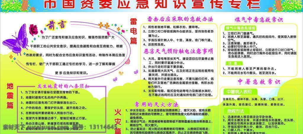 防火 绿色背景 矢量图形 展板模板 应急 知识 宣传 矢量 模板下载 应急知识宣传 宣传栏 防雷 其他展板设计
