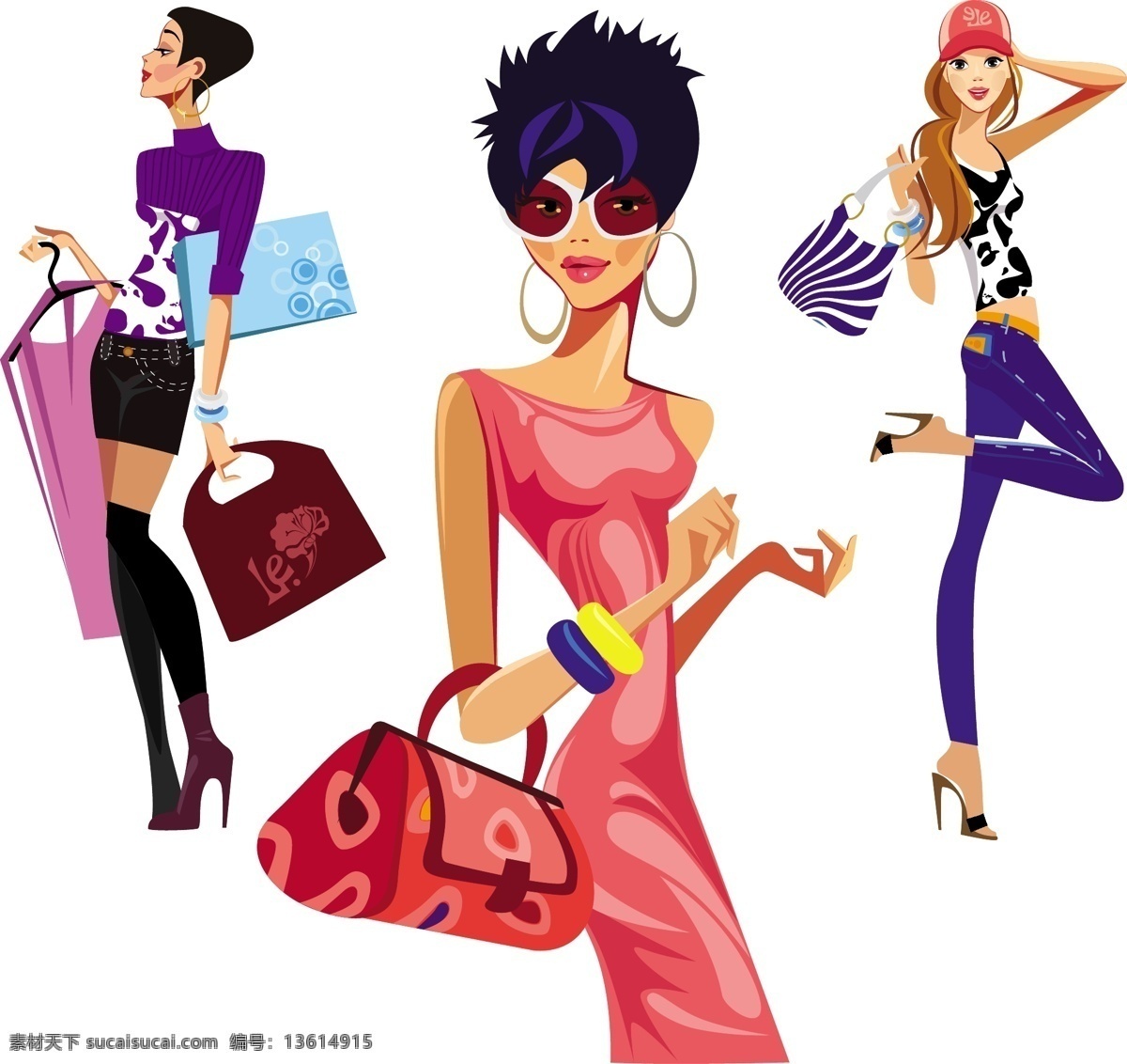 时尚购物女性 时尚 购物 提包 挎包 女性 女人 人物 性感 矢量素材 妇女女性 矢量人物 矢量 夜点时尚女性