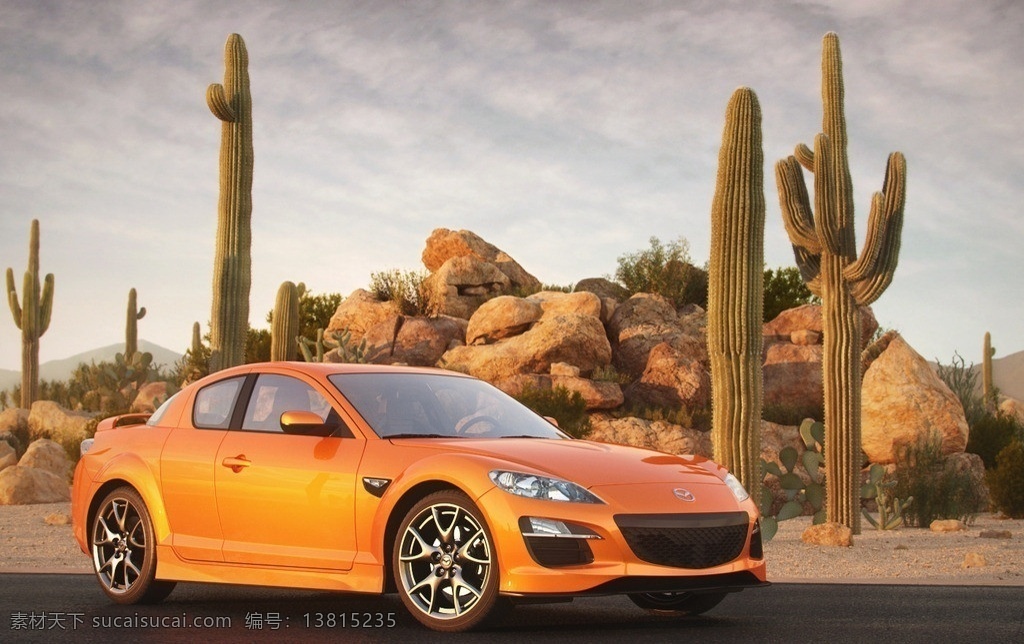 沙漠室外汽车 沙漠场景 室外模型 风景 汽车模型 橙色汽车 展示模型 其他模型 石头模型 源文件 植物模型 3d设计模型 max