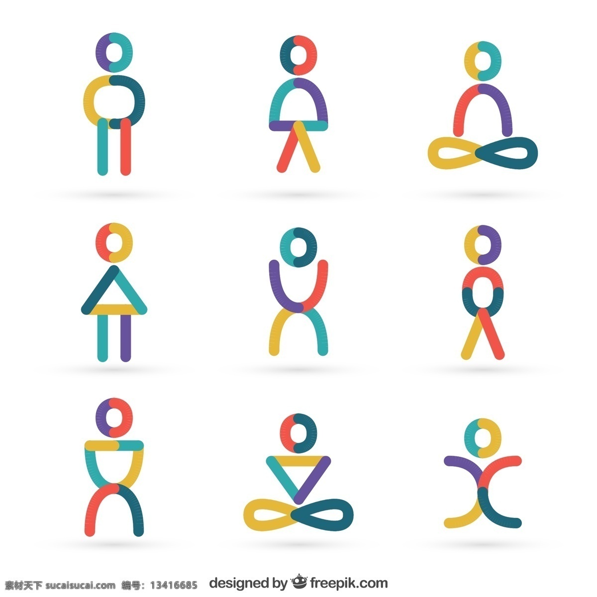 瑜伽人物标志 瑜伽 标志 logo 矢量