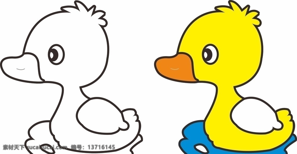 小黄鸭 简笔画 可爱 小鸭子 手绘 卡通 素描 动漫动画 动漫人物
