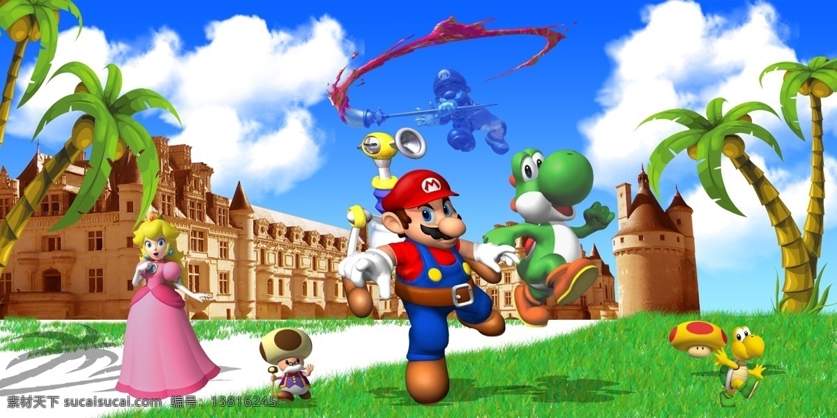 超级玛丽 super mario 玛丽 公主 蘑菇 恐龙 分层 源文件