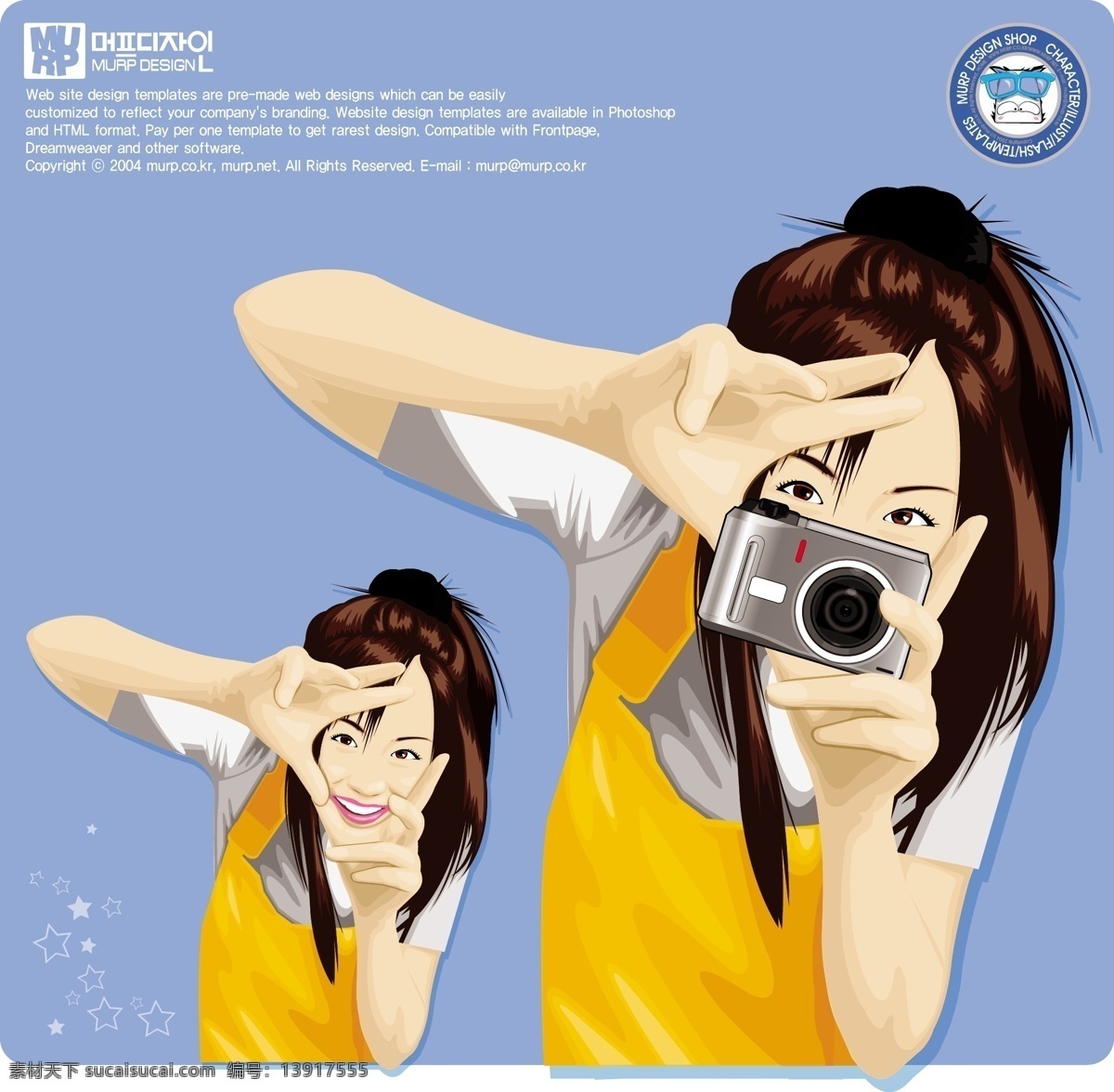 美丽 可人 摄影师 美女 长发 女孩 拍照 相机 照相 著 女人 手 手势 开朗 矢量图 矢量人物