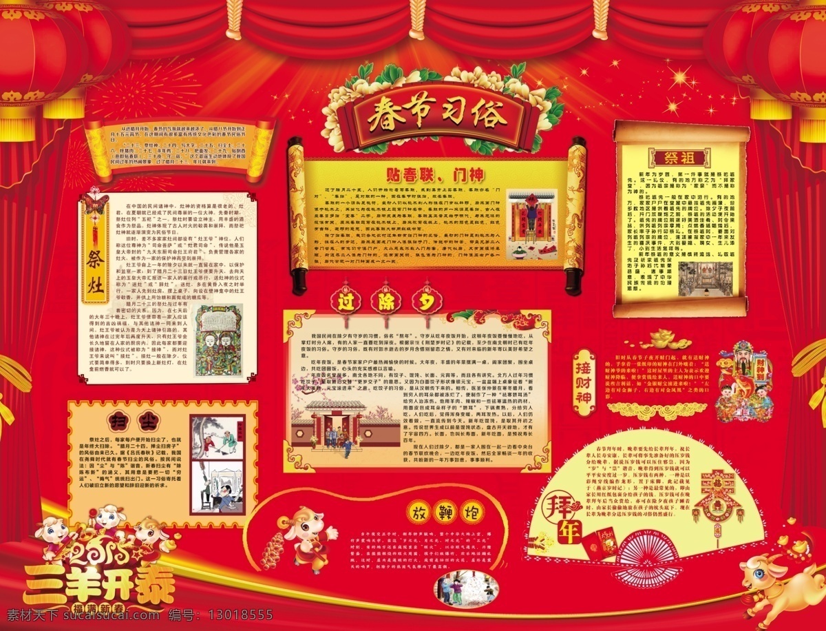 春节习俗展板 中国风文化 过年展板 中国艺术 中国元素 展板模板 喜庆展板 广告图