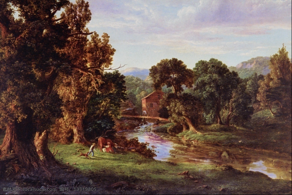 西方 绘画 风景 风景人物 古典 艺术 油画 西方绘画 装饰素材