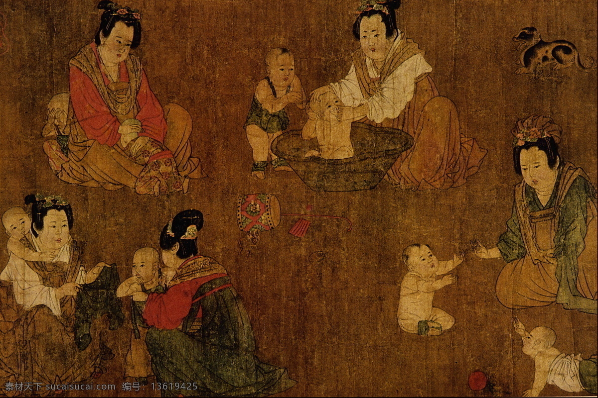 人物名画 中国 古 藏 中国古藏 设计素材 古典藏画 书画美术 红色