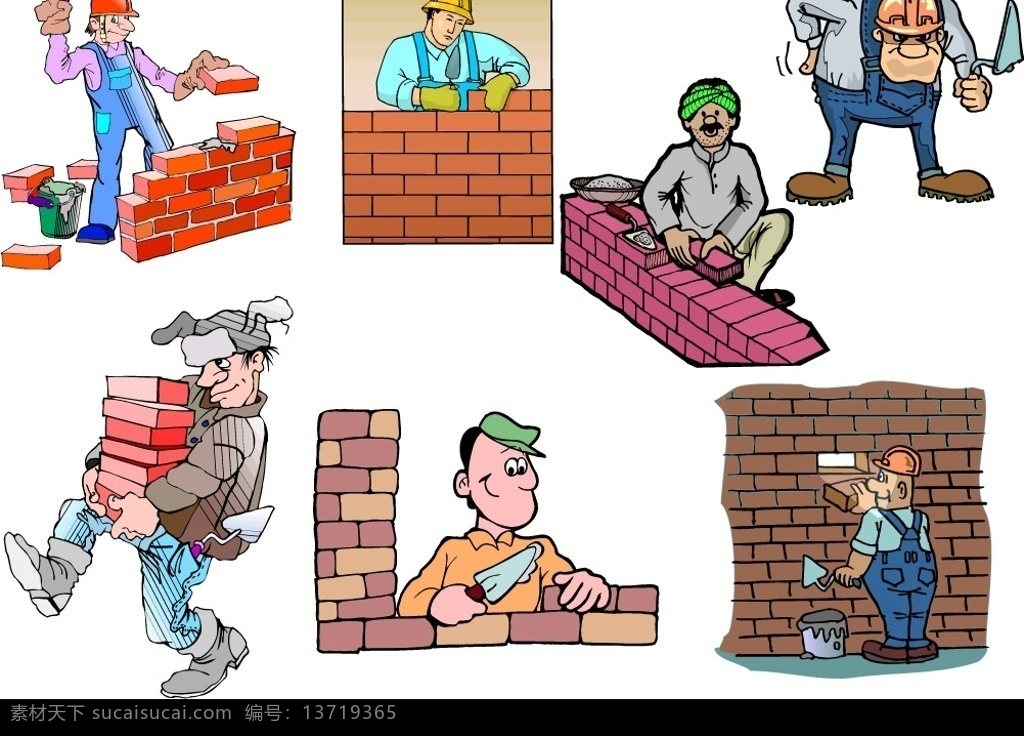 建筑工人 建筑 工人 砖 矢量人物 职业人物 矢量图库