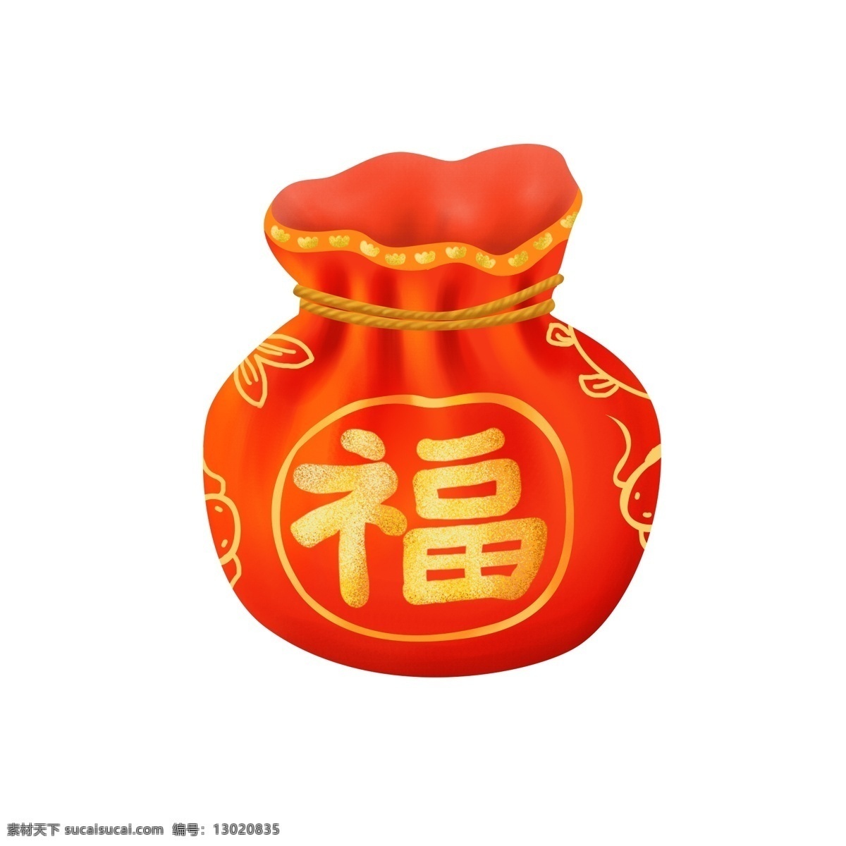红色 春节 锦鲤 福字 抽 绳 元宝 福 袋 抽绳 福袋 绑绳