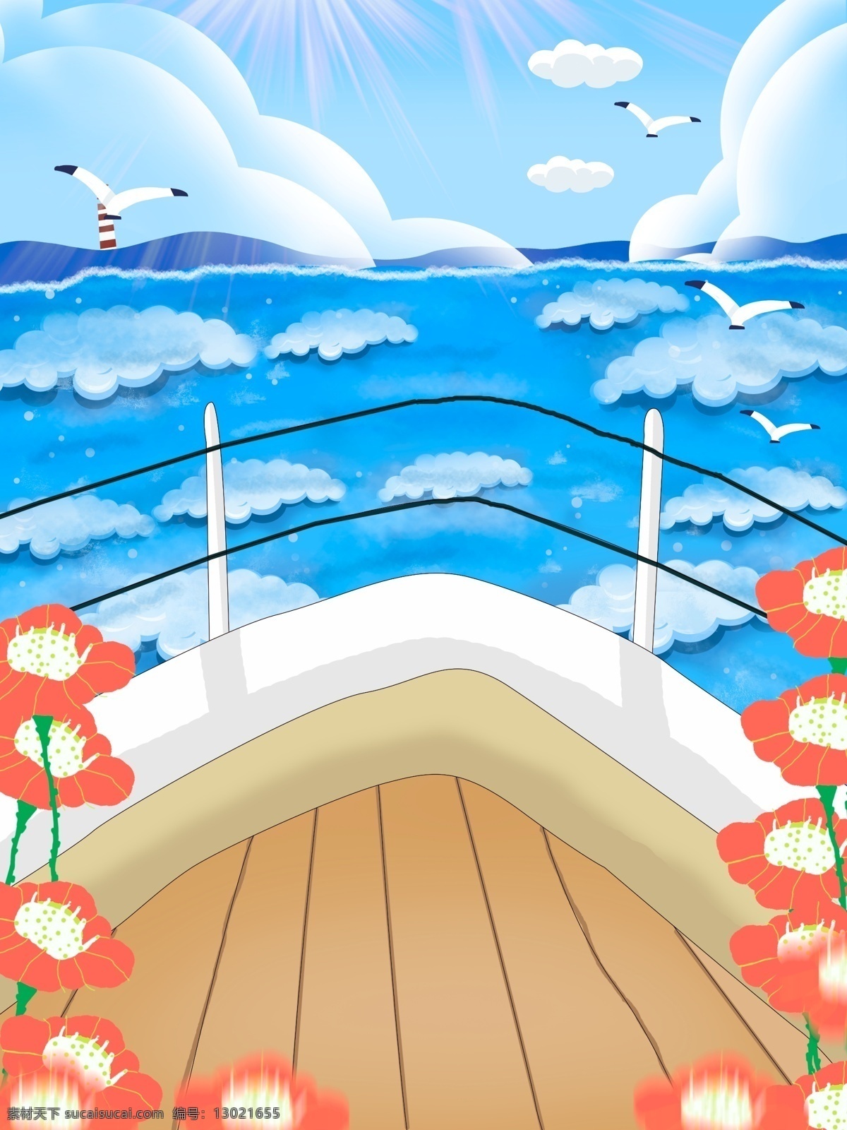 立夏 节气 出海 背景 唯美 蓝色 夏天背景 海鸥 广告背景 彩绘背景 手绘背景 通用背景 促销背景 背景展板图