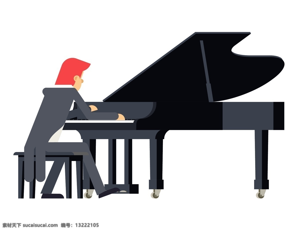 卡通 钢琴 演奏 元素 优雅 音乐 矢量元素 手绘 黑色钢琴 钢琴师 ai元素