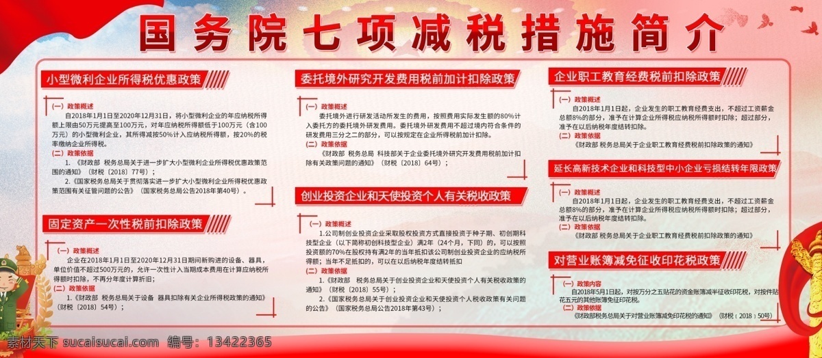 国务院 七 项 减税 措施 简介 内容 展板 党建风 党建展板 展板内容 党建 减税政策