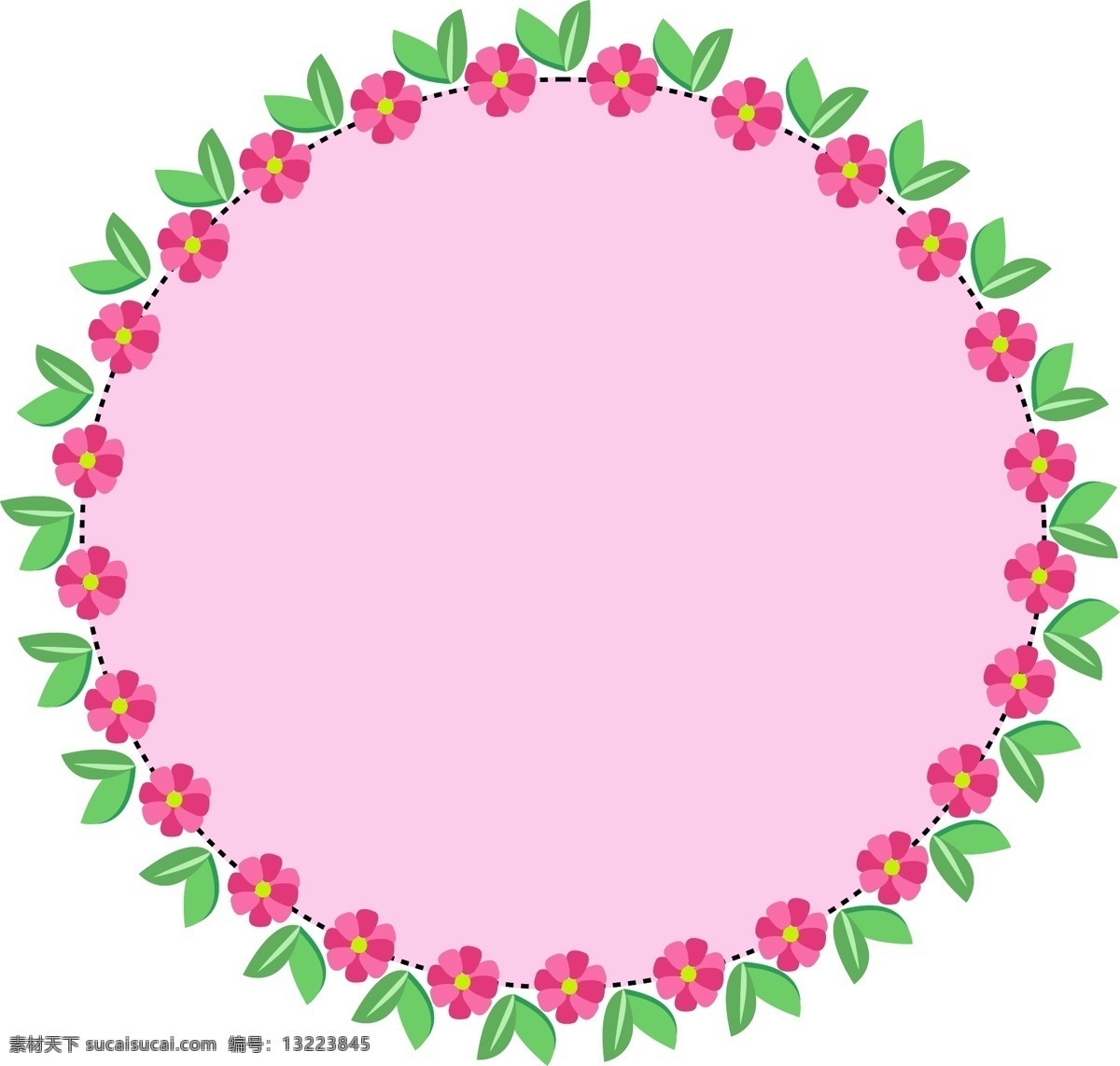 小花 边框 装饰 插画 小花边框 圆形边框 创意边框 叶子边框 漂亮的边框 立体的边框