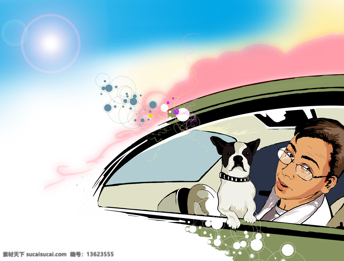 汽车 中 男人 漫画 动漫图片素材 动漫美术作品 卡通 绘画 动漫 可爱