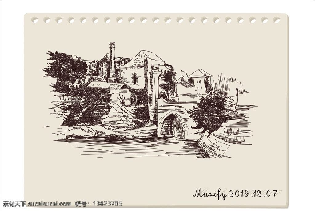 欧式 乡村 建筑 素描画 建筑素描 乡村风景画 素描 钢笔画 风景写生 画册海报 文化艺术 绘画书法
