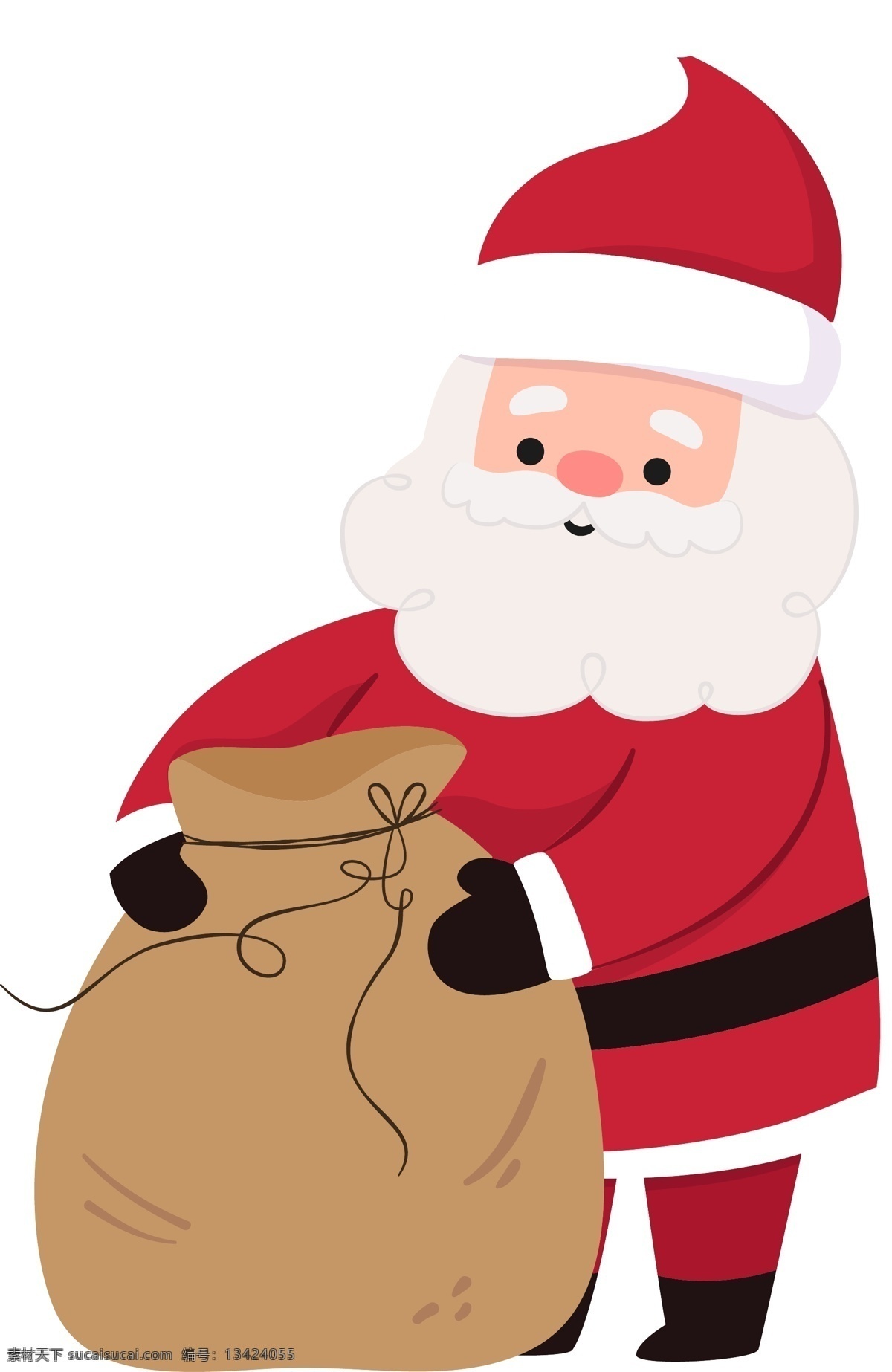 圣诞老人 原创 元素 圣诞节 礼物袋子 白胡子老爷爷 西方节日 派送礼物