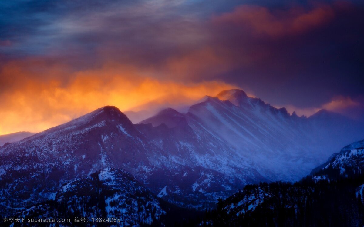 夕阳 下 森林 雪景 晚霞 自然景观 自然风景