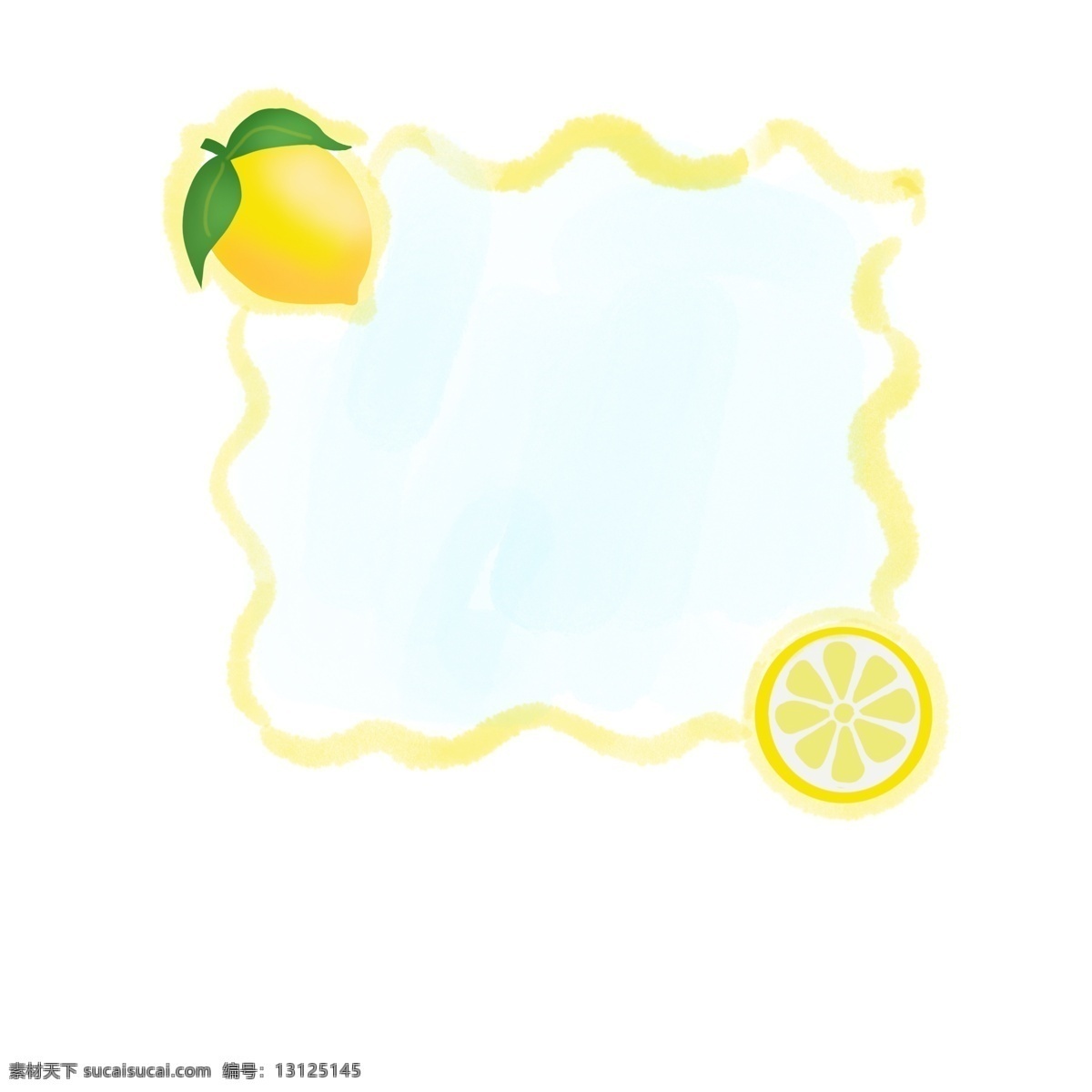 夏日 小 清新 水果 边框 柠檬 小清新 黄色