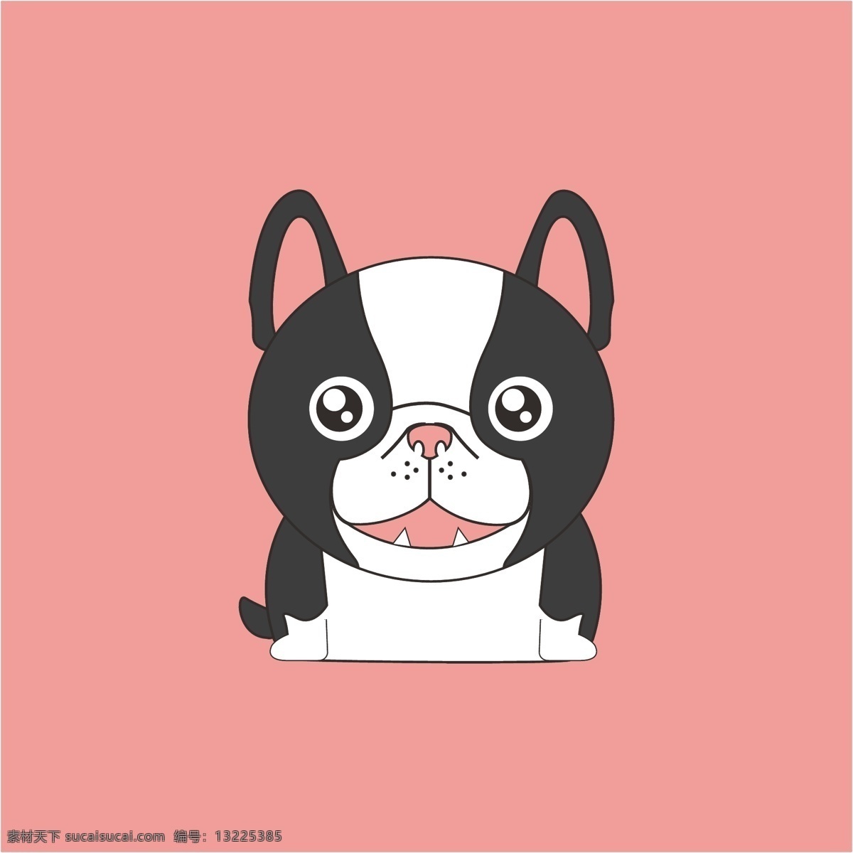 斗牛犬 动物 狗 宠物 卡通 可爱 矢量 简笔 卡通设计