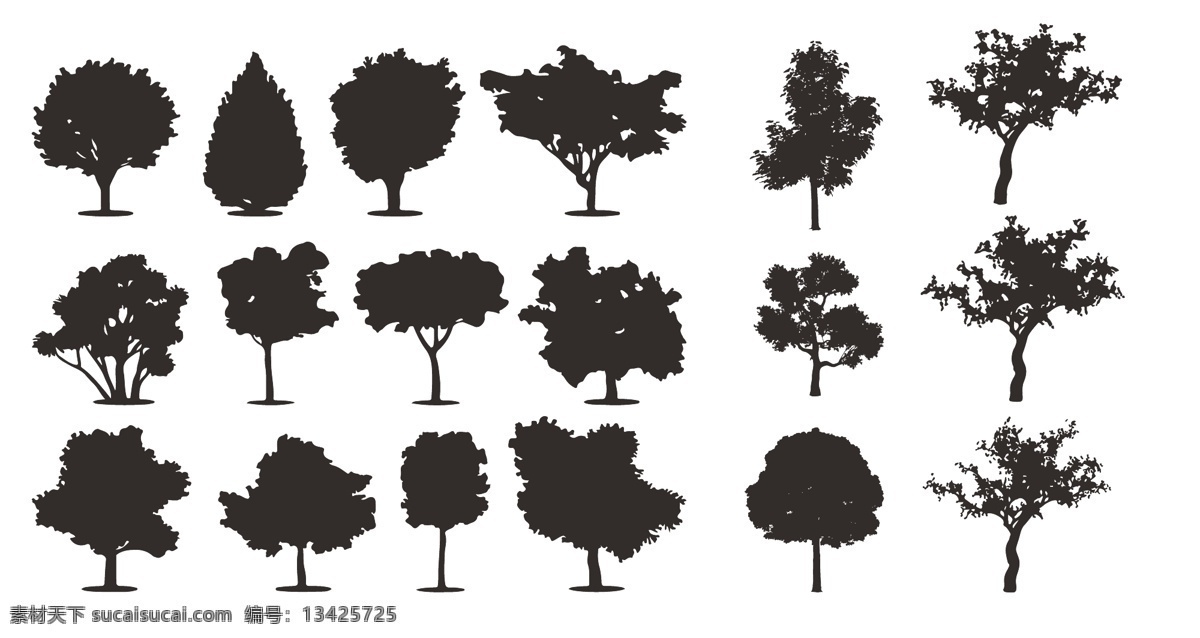 矢量树 简笔画树 景观树 动漫动画