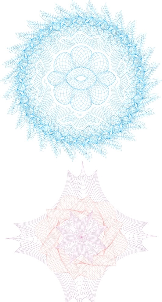 新版防伪团花 多层防伪团花 花纹花边 底纹边框 矢量