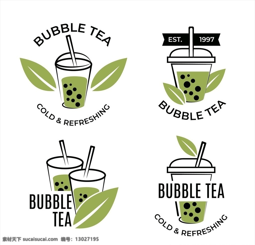 泡泡茶标志 奶茶 系列 logo 饮料 透明塑料杯 奶茶饮品 叶子 饮品logo logo设计 创意设计 设计素材 标识 企业标识 图标 标志矢量 标志图标 企业 标志