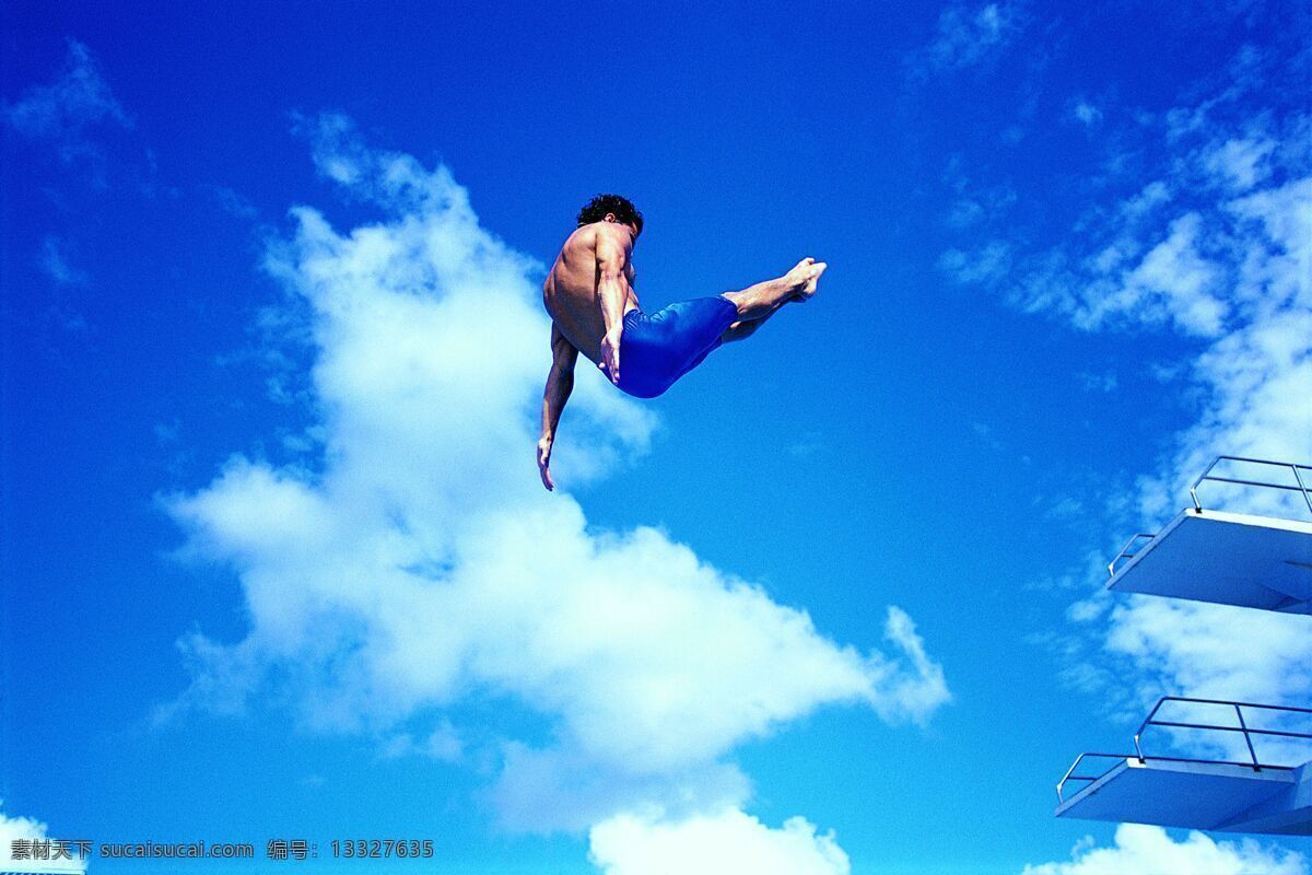 体育运动之一 跳水 蓝色