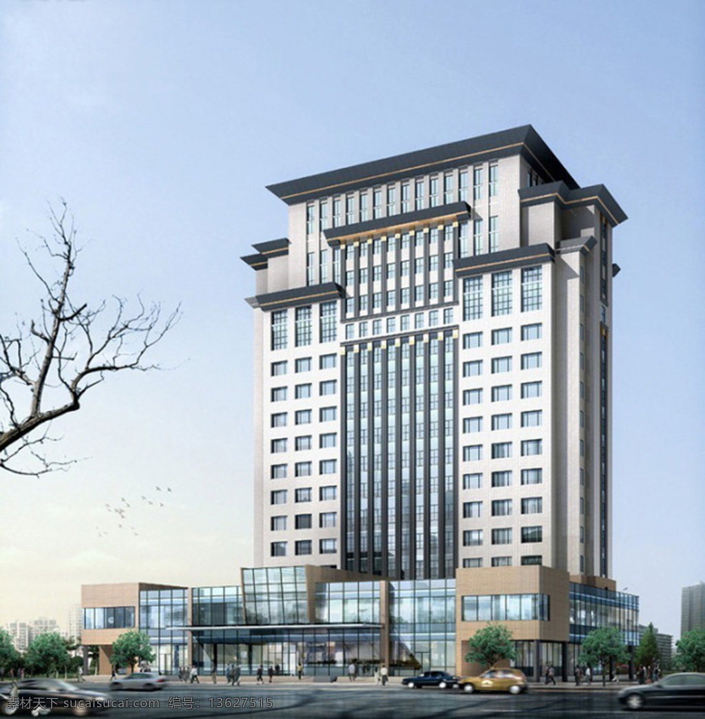 max 现代 高层 行政 中心 办公 大楼 3d 模型 办公大楼 3d模型 白色